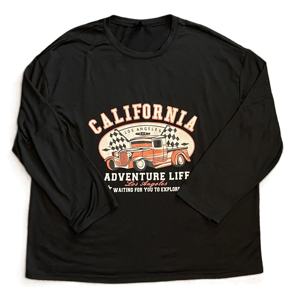SHEIN WOMENS TOP Size Large BLACK w/CALIFORNIA Decal LONG SLEEVES  1043AT